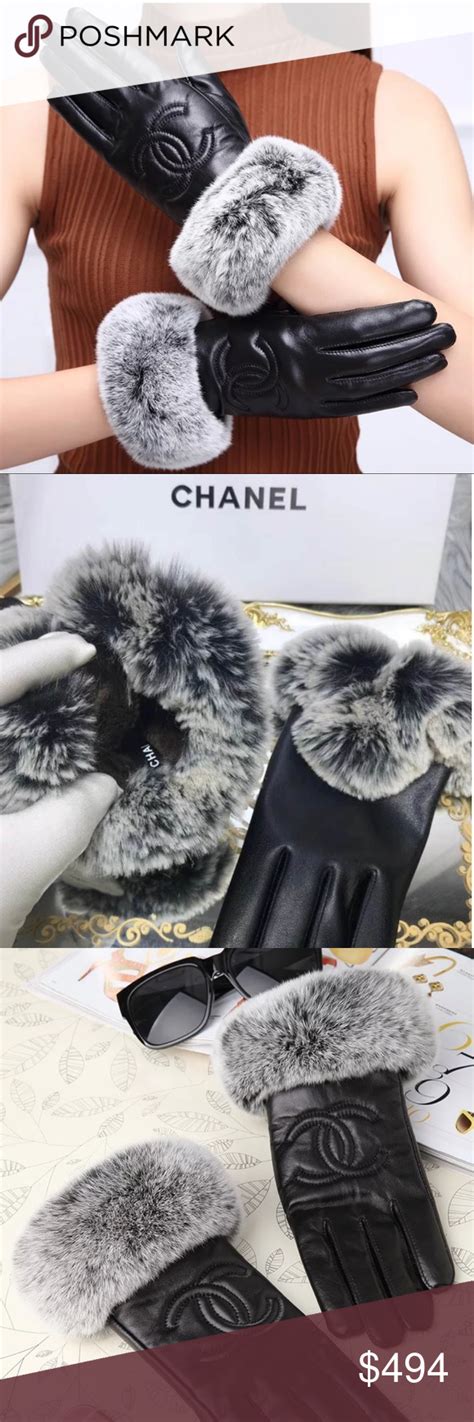 chanel glove|Chanel gloves with fur.